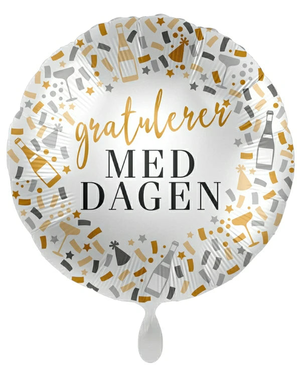 Folieballong: "Gratulerer med dagen" med champagne – 43cm